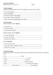 English Worksheet: English in Mind - Revision 1st Term