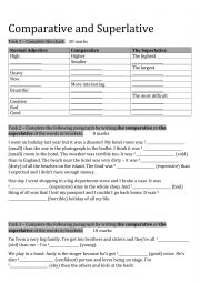 English Worksheet: Comparative and Superlative Practice (Age 11-12)