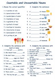 English Worksheet: Countable and Uncountable Nouns
