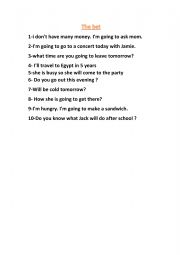 English Worksheet: the future tense 