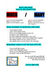 English Worksheet: MUCH MANY FEW LITTLE