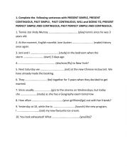 English Worksheet: REVIEW ON VERB TENSES