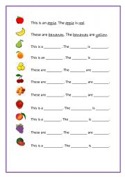 English Worksheet: Fruit and Colours Series for beginners - Vocabulary Revision