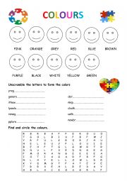 COLOURS WORKSHEET