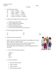 English Worksheet: Test Paper 