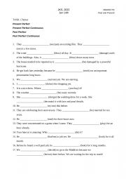 English Worksheet: Perfect Tenses only (Past and Present) 