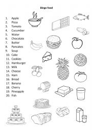 English Worksheet: Food bingo