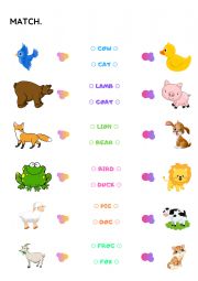 English Worksheet: Animals Match