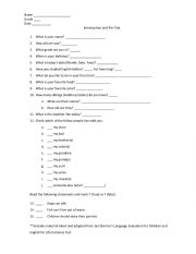 English Worksheet: Pre-test