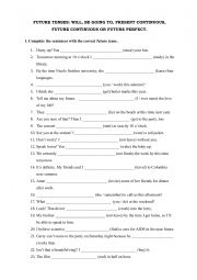 English Worksheet: future tenses