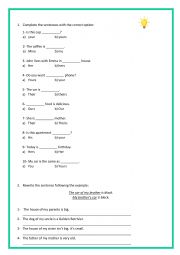 English Worksheet: possessive and wh questions