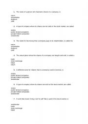 English Worksheet: Stock Market Vocabulary