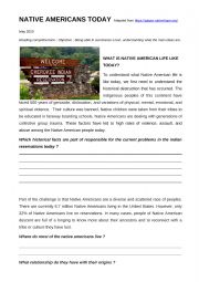 English Worksheet: Native Americans today