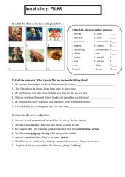 English Worksheet: Type of fims