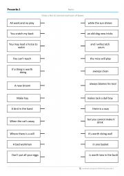 English Worksheet: Proverbs cut in half