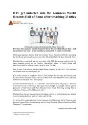 English Worksheet: Reading: BTS