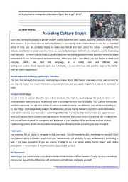English Worksheet: Avoiding culture shock