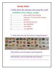English Worksheet: Healthy Habits and food