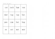 English Worksheet: Short vowel A words_Bingo Game_Phonics