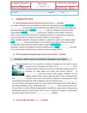 English Worksheet: mid-term test 9th form