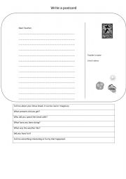 Postcard worksheet