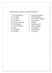 English Worksheet: Match the sentences in the Present Perfect.