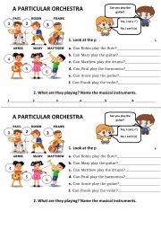 English Worksheet: a particular orchestra
