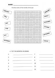 English Worksheet: MONTHS AND DAYS