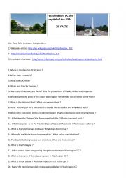 20 questions about Washington Dc, worksheet