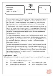 English Worksheet: 8TH GRADE TEST