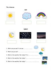 English Worksheet: UNIVERSE 