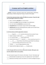 English Worksheet: Use of English worksheet
