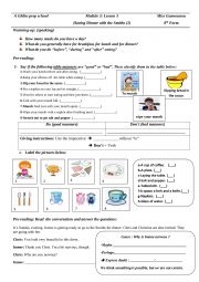 English Worksheet: 8th form Module 3 Lesson 3: Having dinner with the Smiths (1)