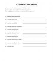 English Worksheet: Asking questions