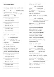 English Worksheet: Wrecking Ball