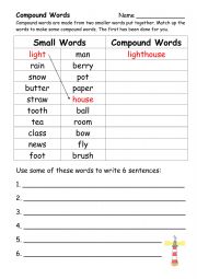 English Worksheet: Compound Words