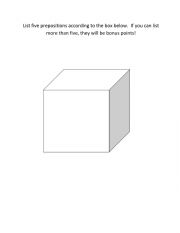 English Worksheet: Prepositions with a box