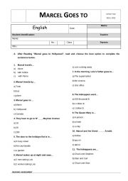 English Worksheet: Reading assessment: Marcel Goes to Hollywood