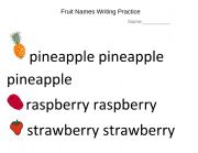 English Worksheet: Fruit Words Tracing Handwriting Practice