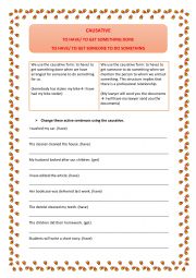 English Worksheet: CAUSATIVE + KEY