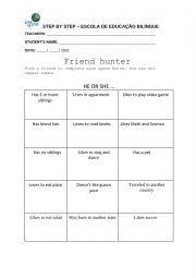 English Worksheet: Friend Hunter
