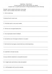 English Worksheet: Worksheet for capitalizing Proper Nouns