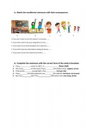 English Worksheet: Conditionals - School rules