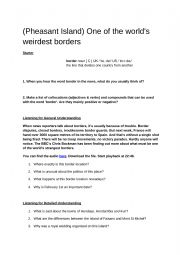 English Worksheet: Pheasant Island (between France and Spain)