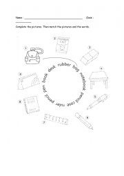 English Worksheet: Things in a classroom