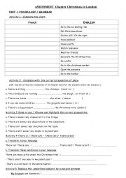 Assessment Christmas There is there are +prepositions+vocabulary