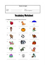 A / an worksheet