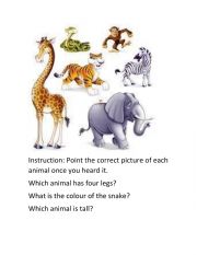 English Worksheet: Identifying names of animals and their characteristics