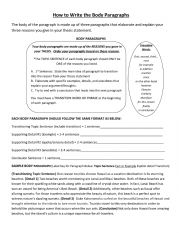 English Worksheet: How to write body paragraphs