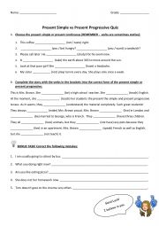 English Worksheet: Present Simple vs Present Progressive 